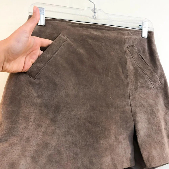Blank NYC 100% Leather Suede Brown Classic Modern Mini Skirt Women's 25 - Picture 5 of 10
